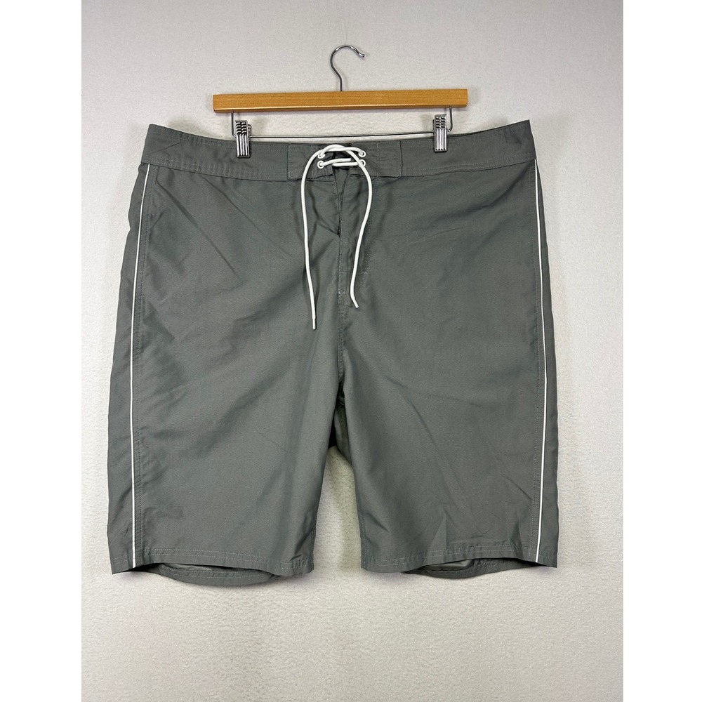 Surf Beach Old Navy Mens 40 Gray Board‎ Shorts White Piping Swim Trunks 6897